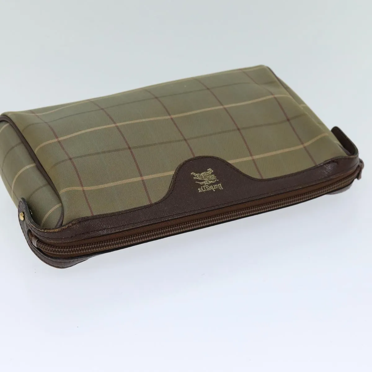 Trendy Inspired Burberryss Nova Check Clutch Bag Canvas Beige Auth Bs14803