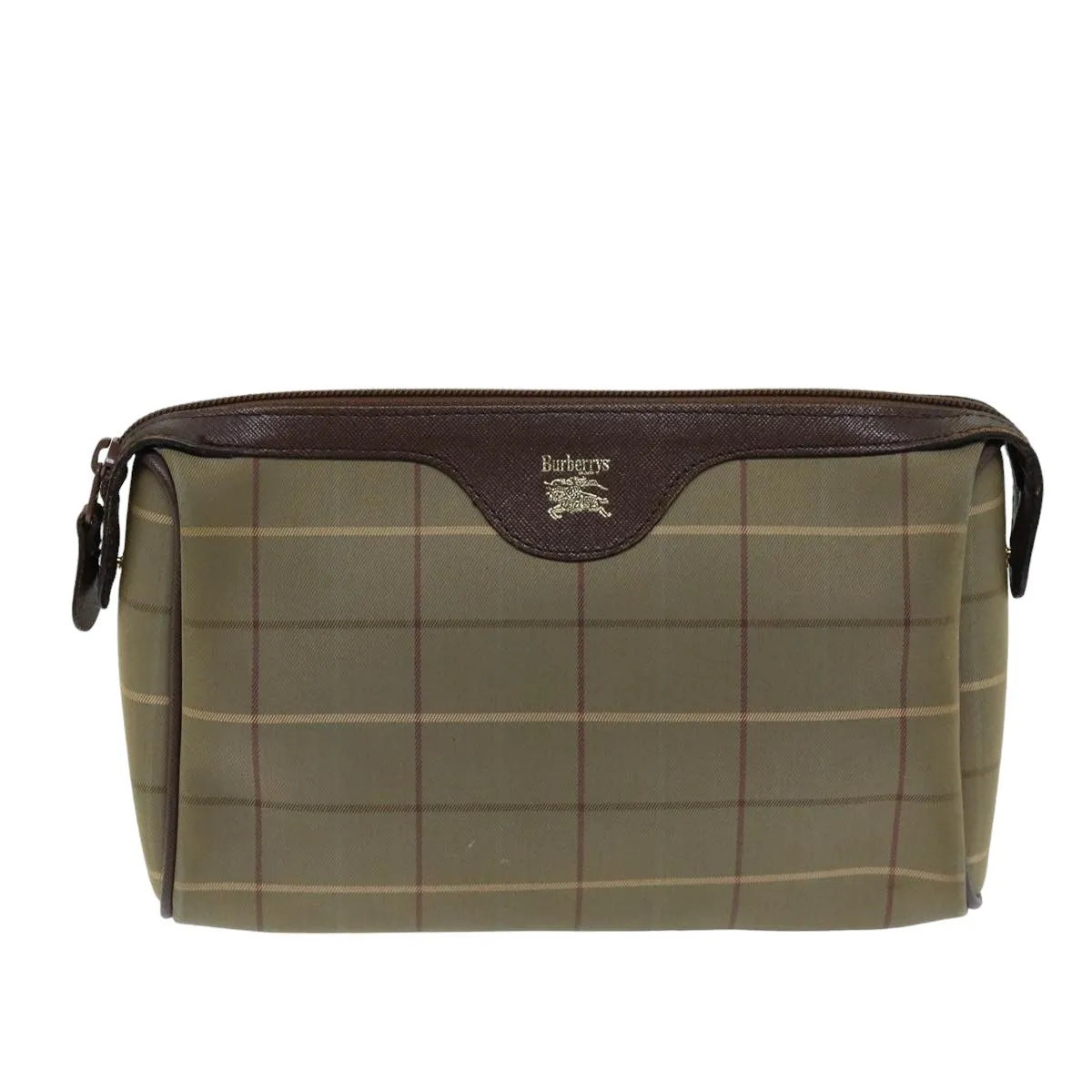 Trendy Inspired Burberryss Nova Check Clutch Bag Canvas Beige Auth Bs14803
