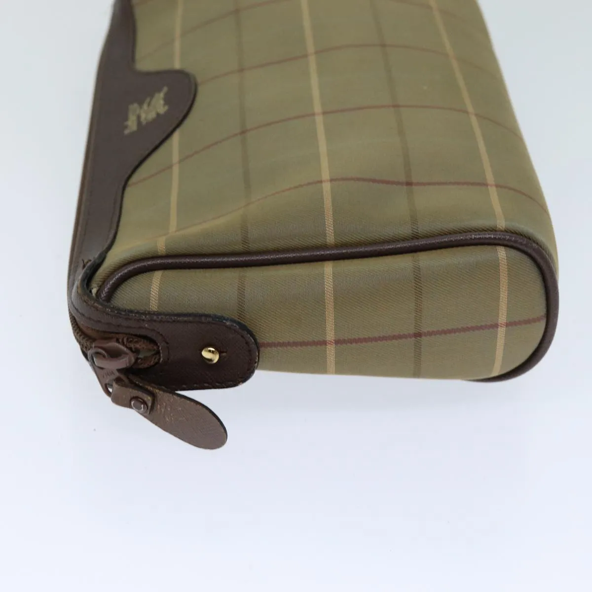 Trendy Inspired Burberryss Nova Check Clutch Bag Canvas Beige Auth Bs14803