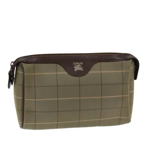 Trendy Inspired Burberryss Nova Check Clutch Bag Canvas Beige Auth Bs14803