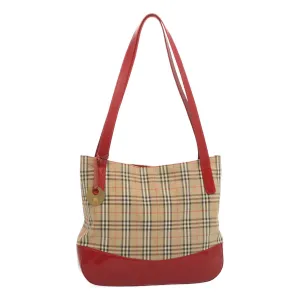 Trendy Inspired Burberryss Nova Check Tote Bag Canvas Beige Red Auth 67775