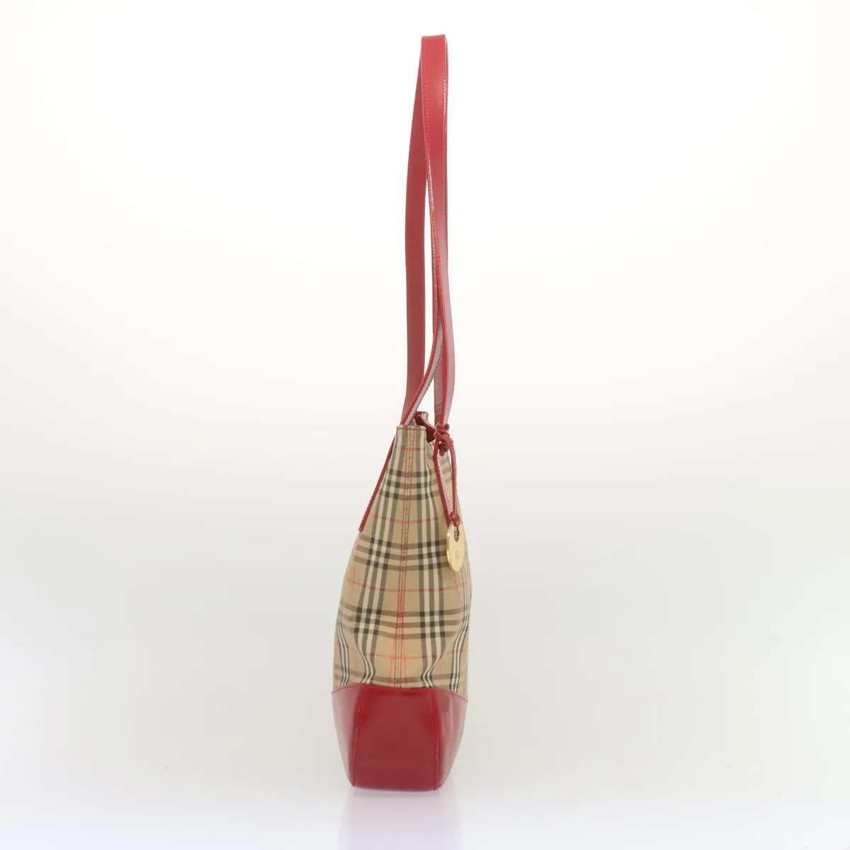 Trendy Inspired Burberryss Nova Check Tote Bag Canvas Beige Red Auth 67775