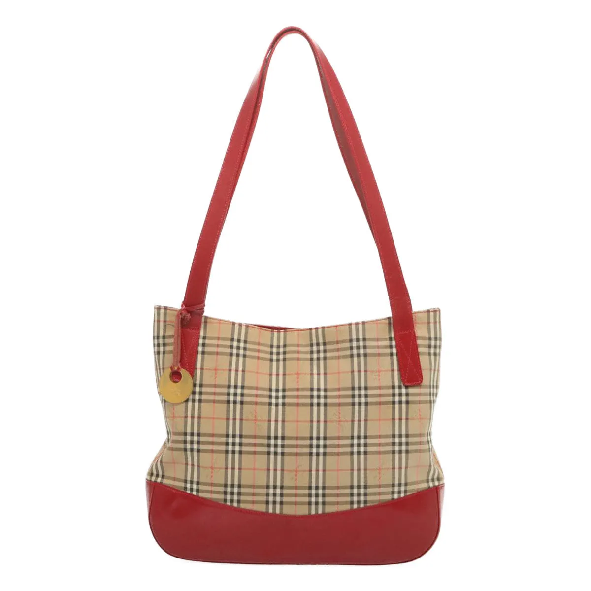 Trendy Inspired Burberryss Nova Check Tote Bag Canvas Beige Red Auth 67775