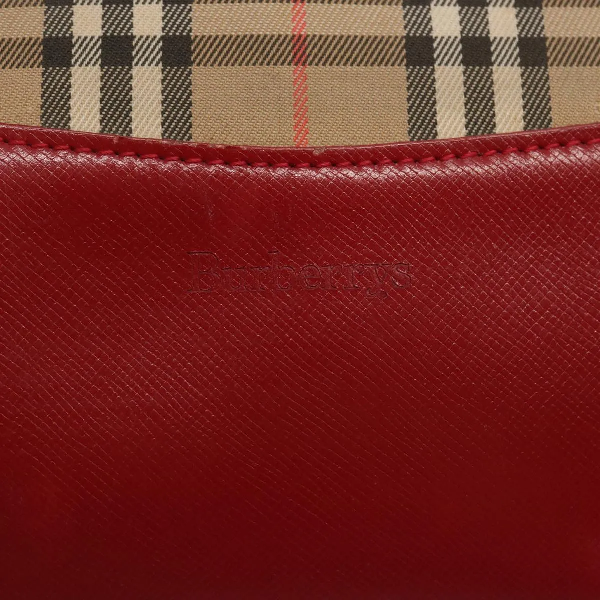 Trendy Inspired Burberryss Nova Check Tote Bag Canvas Beige Red Auth 67775