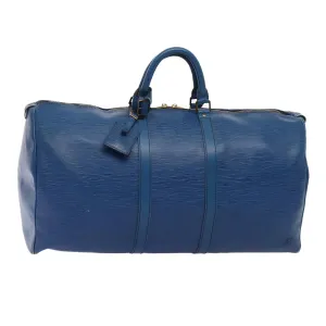 Trendy Inspired Louis Vuitton Epi Keepall 55 Boston Bag Vintage Blue M42955 Lv Auth 82152