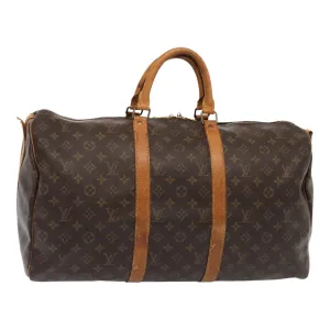 Trendy Inspired Louis Vuitton Monogram Keepall Bandouliere 50 Boston Bag M41416 Lv Auth Tb1121