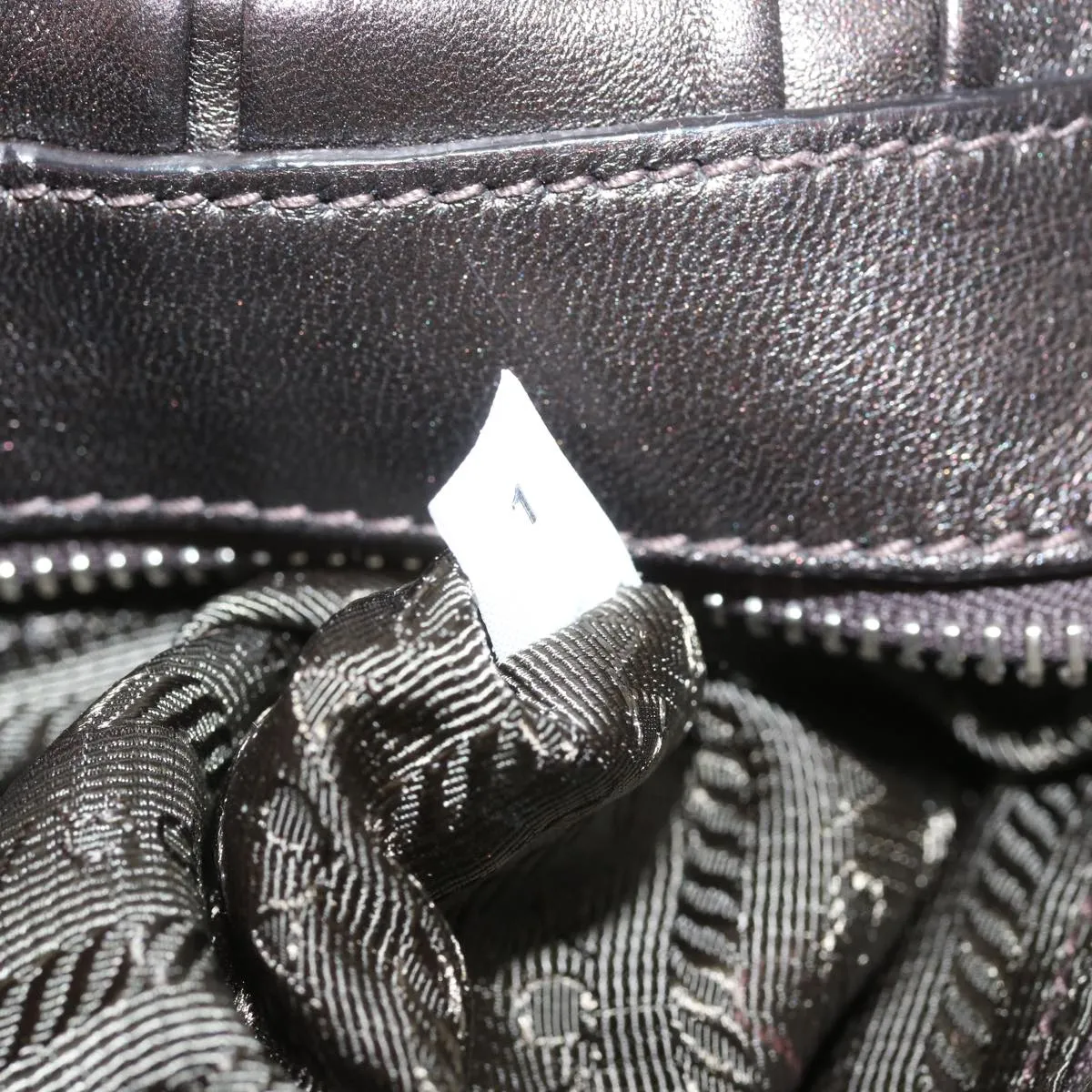 Trendy Inspired Prada Chain Shoulder Bag Leather Gunmetal Auth Hk1132