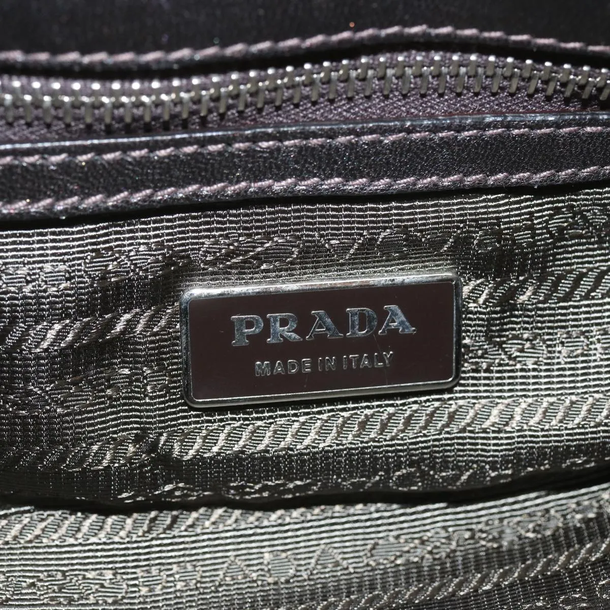 Trendy Inspired Prada Chain Shoulder Bag Leather Gunmetal Auth Hk1132
