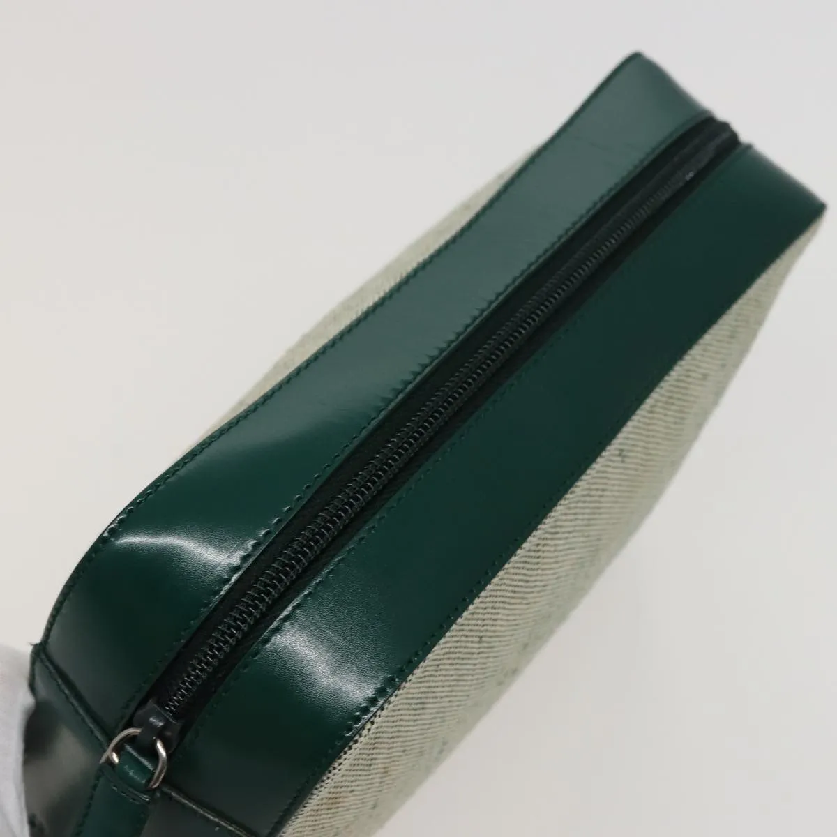 Trendy Inspired Prada Shoulder Bag Canvas Leather Green Auth 78960