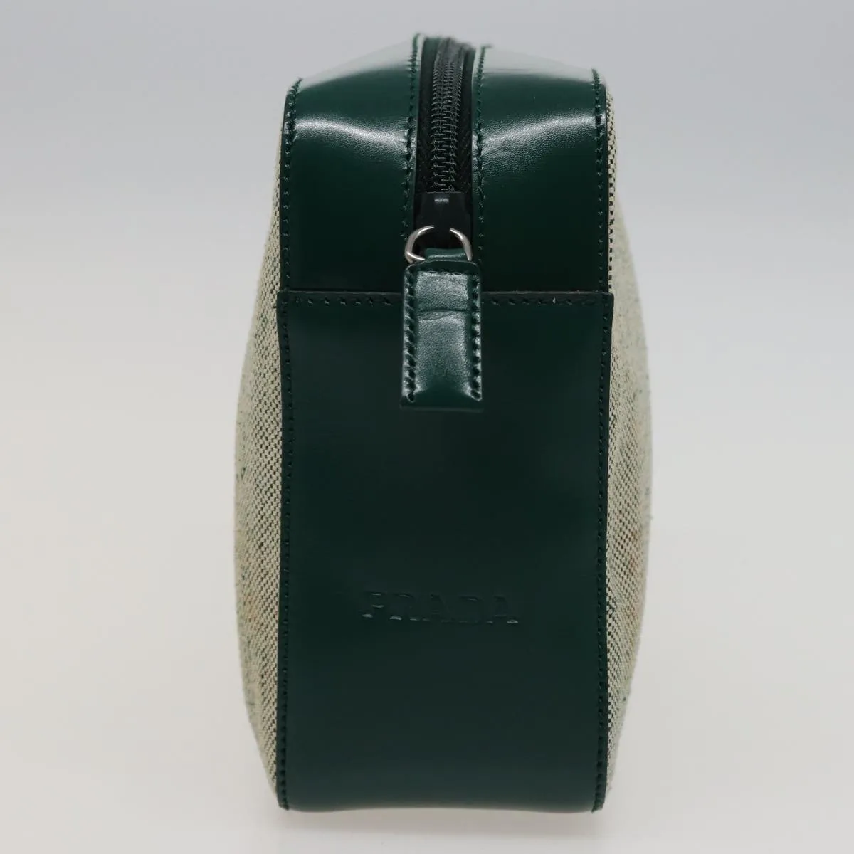 Trendy Inspired Prada Shoulder Bag Canvas Leather Green Auth 78960