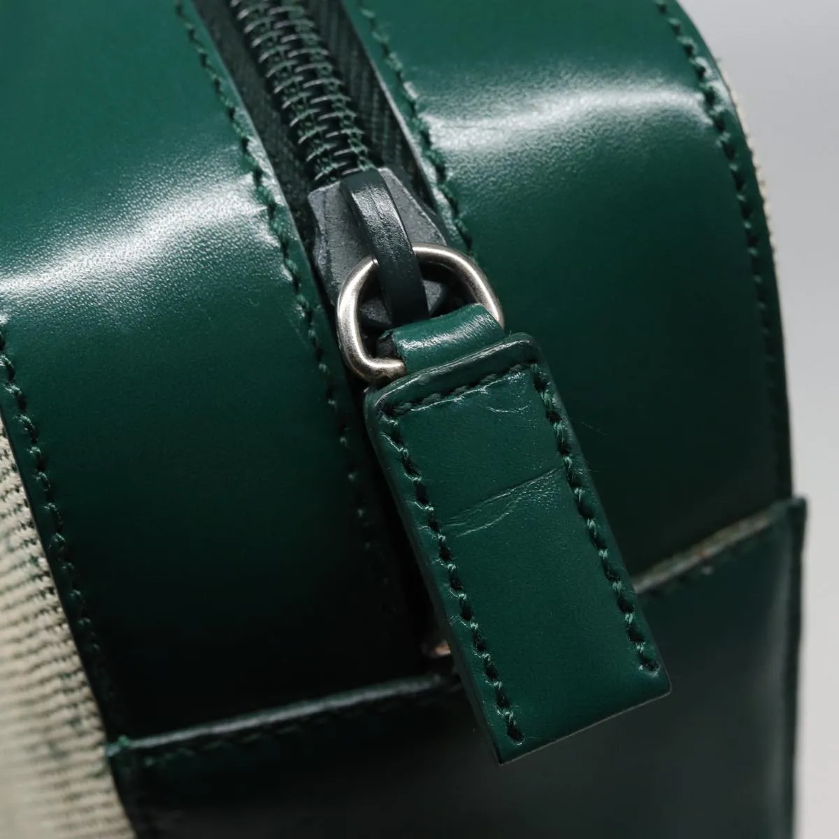 Trendy Inspired Prada Shoulder Bag Canvas Leather Green Auth 78960