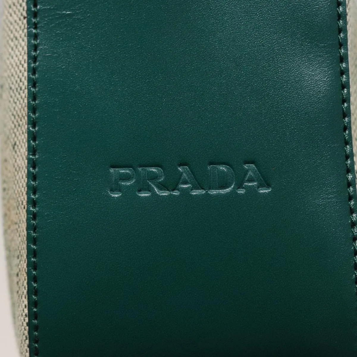 Trendy Inspired Prada Shoulder Bag Canvas Leather Green Auth 78960