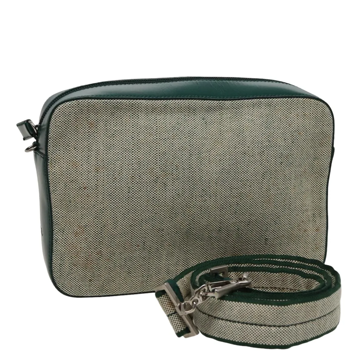 Trendy Inspired Prada Shoulder Bag Canvas Leather Green Auth 78960