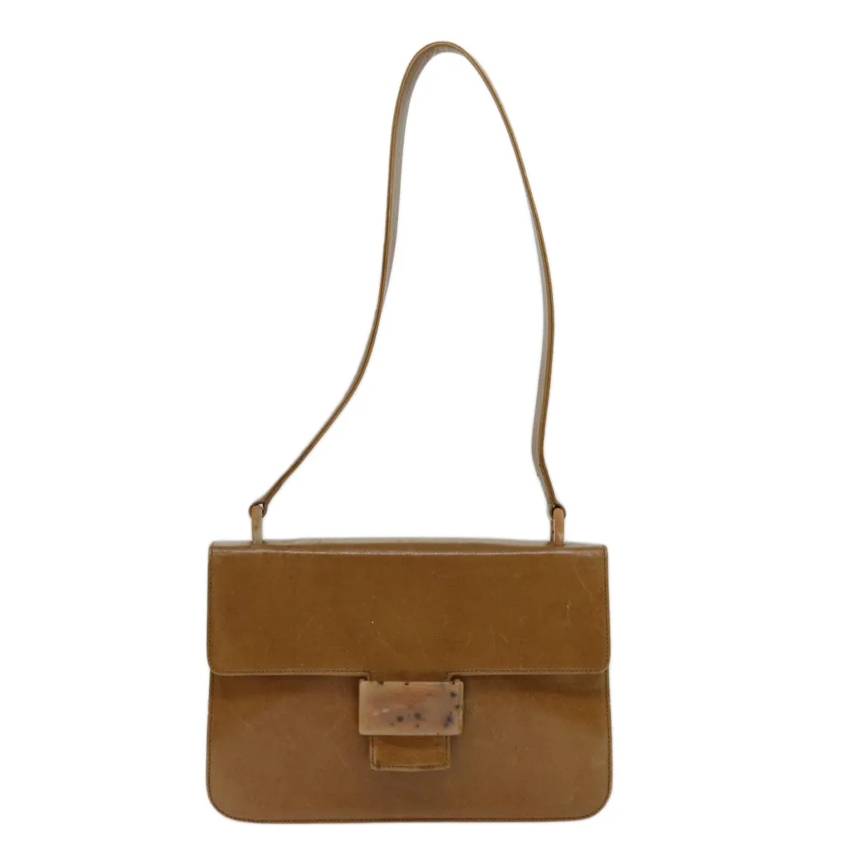 Trendy Inspired Prada Shoulder Bag Leather Beige Auth Bs12508