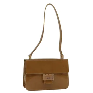 Trendy Inspired Prada Shoulder Bag Leather Beige Auth Bs12508