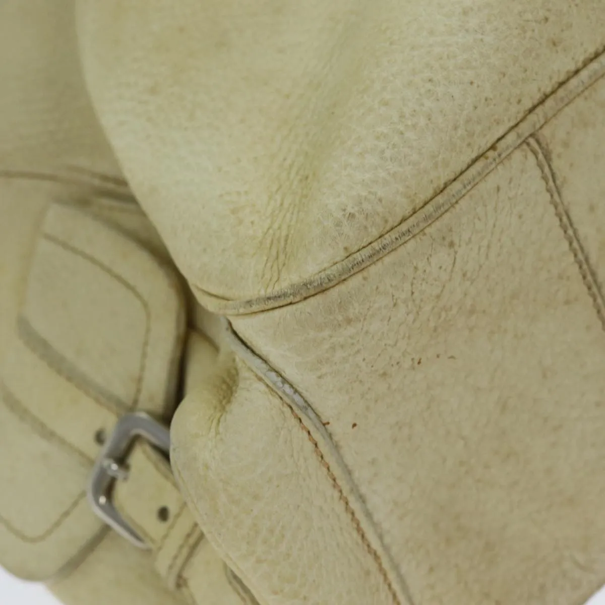 Trendy Inspired Prada Shoulder Bag Leather Cream Auth 74644