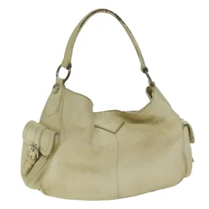 Trendy Inspired Prada Shoulder Bag Leather Cream Auth 74644