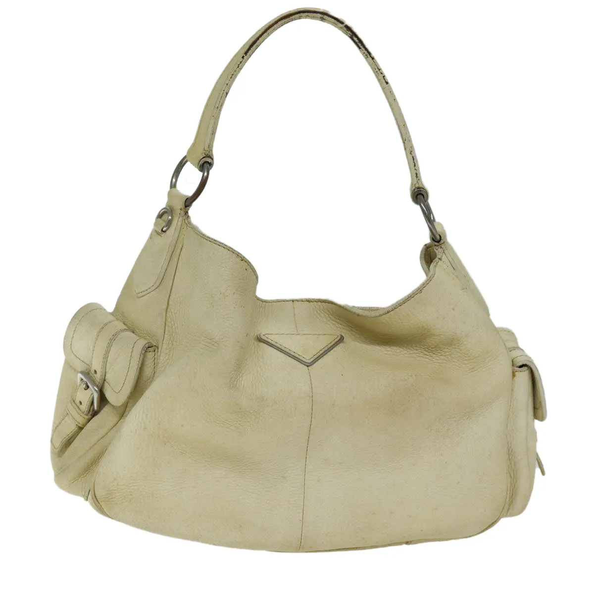 Trendy Inspired Prada Shoulder Bag Leather Cream Auth 74644