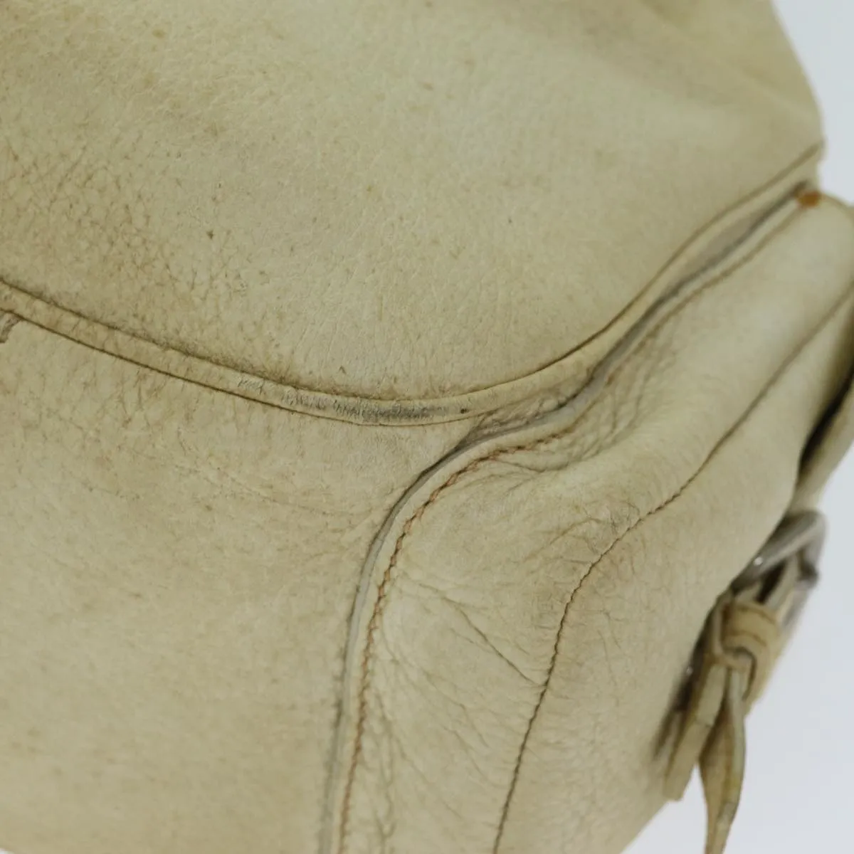 Trendy Inspired Prada Shoulder Bag Leather Cream Auth 74644