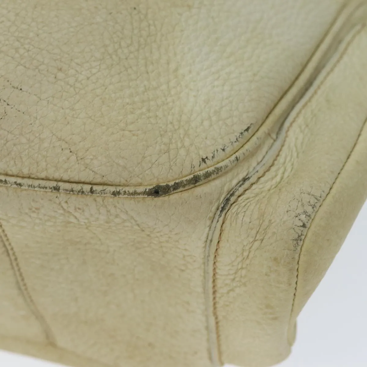 Trendy Inspired Prada Shoulder Bag Leather Cream Auth 74644