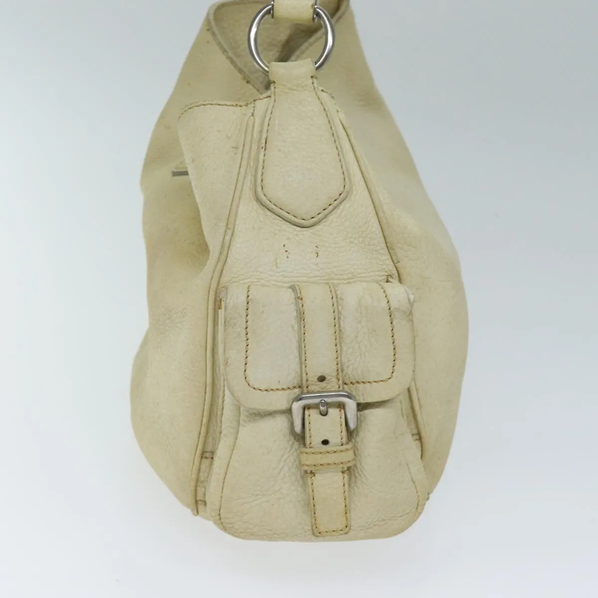 Trendy Inspired Prada Shoulder Bag Leather Cream Auth 74644