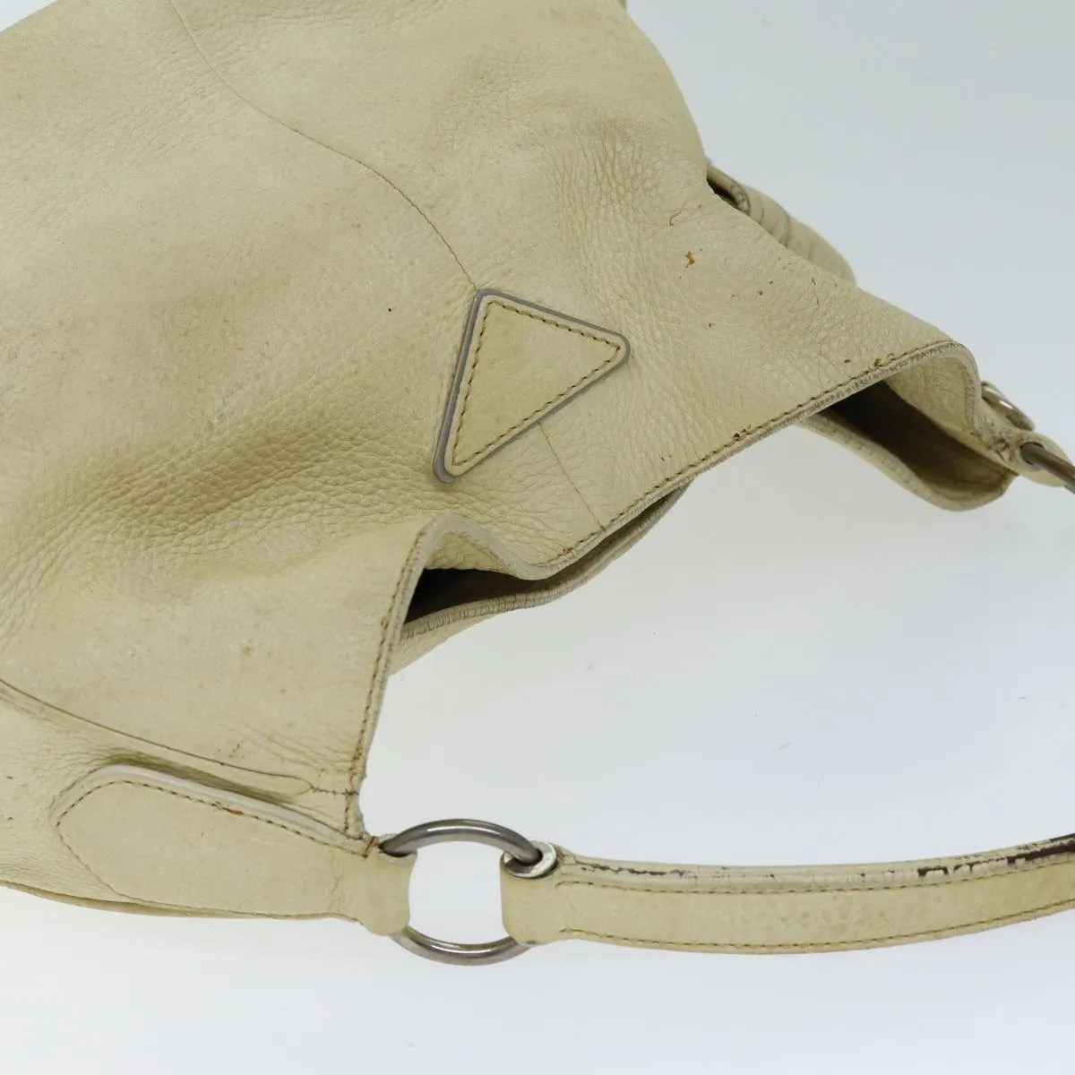 Trendy Inspired Prada Shoulder Bag Leather Cream Auth 74644