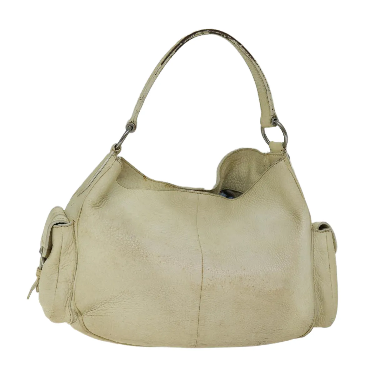 Trendy Inspired Prada Shoulder Bag Leather Cream Auth 74644