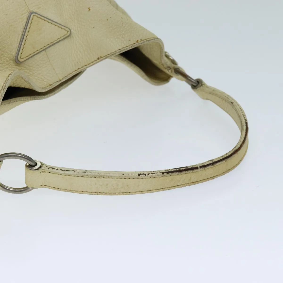 Trendy Inspired Prada Shoulder Bag Leather Cream Auth 74644