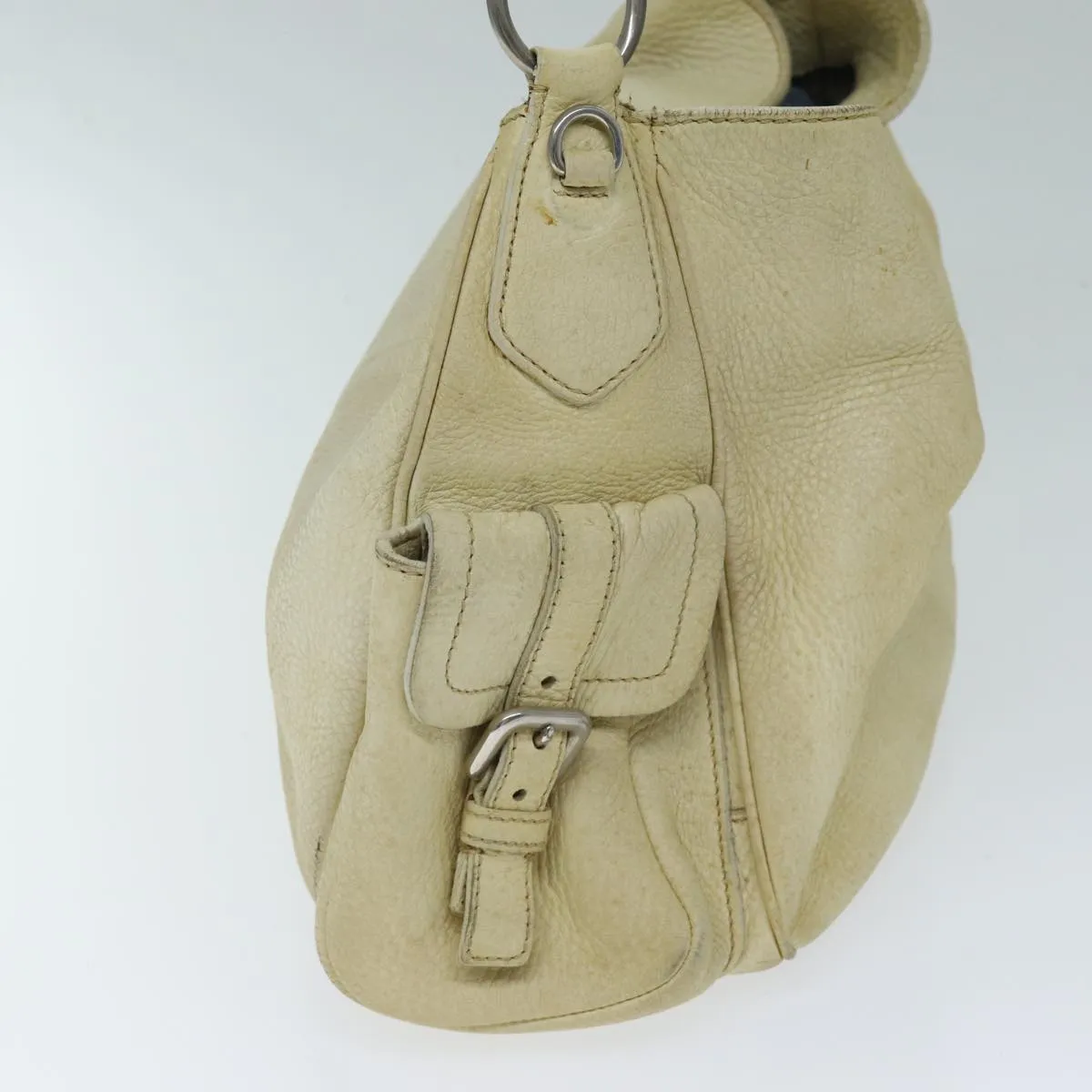 Trendy Inspired Prada Shoulder Bag Leather Cream Auth 74644
