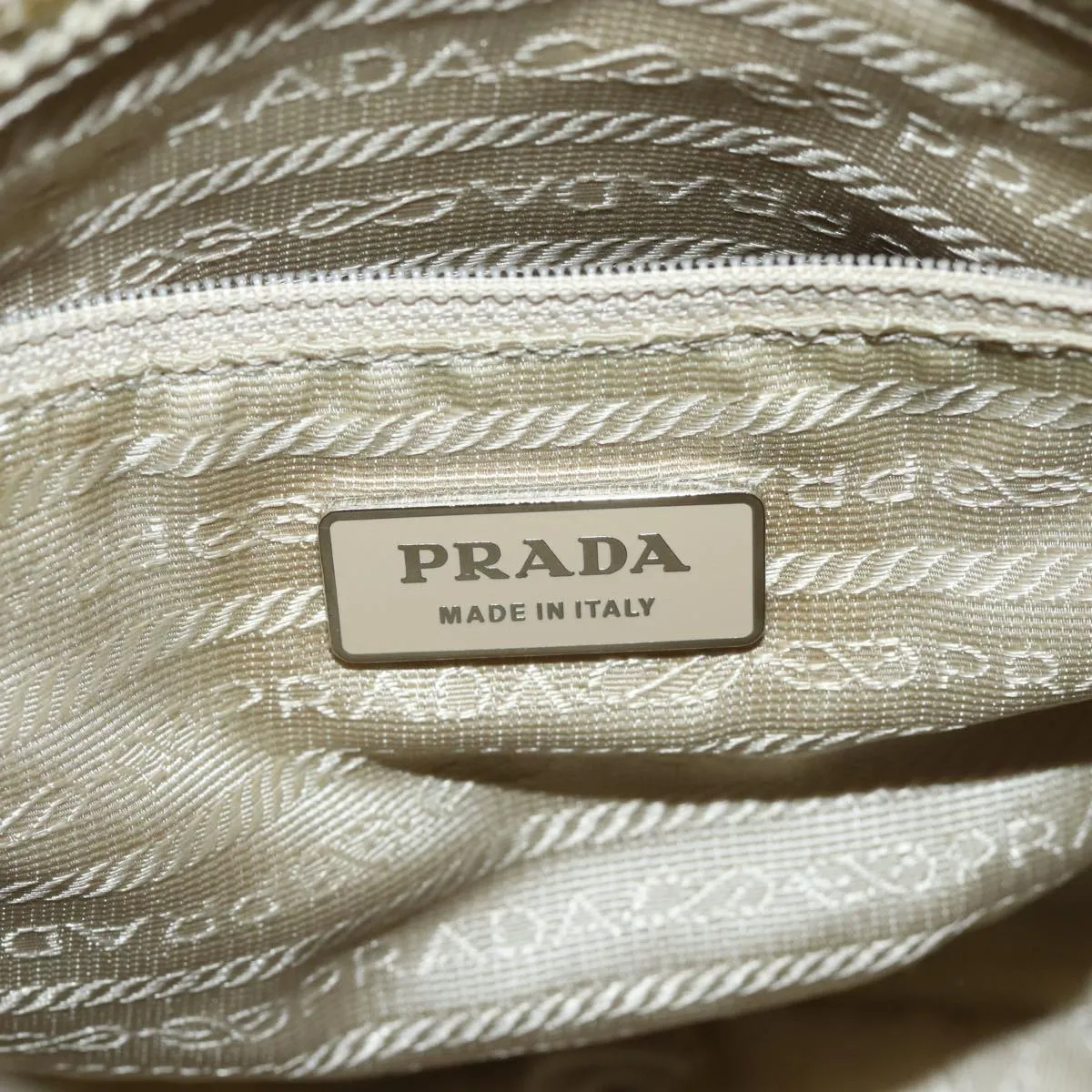 Trendy Inspired Prada Shoulder Bag Nylon Beige Auth 71909