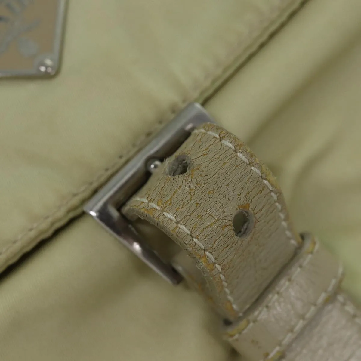 Trendy Inspired Prada Shoulder Bag Nylon Beige Auth 71909