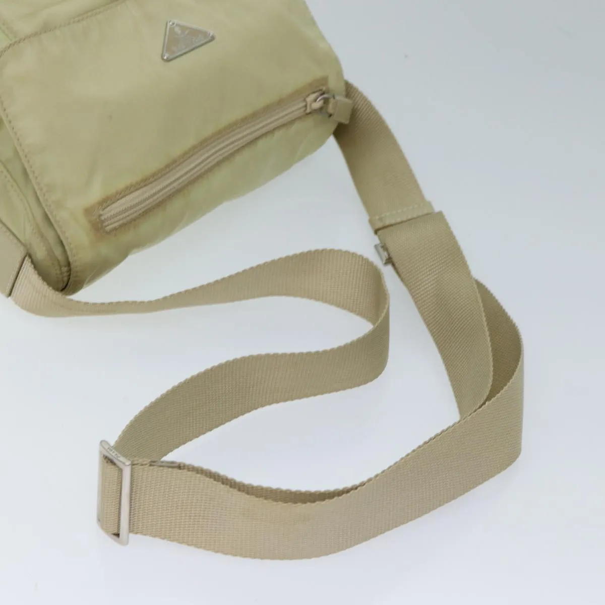 Trendy Inspired Prada Shoulder Bag Nylon Beige Auth 71909