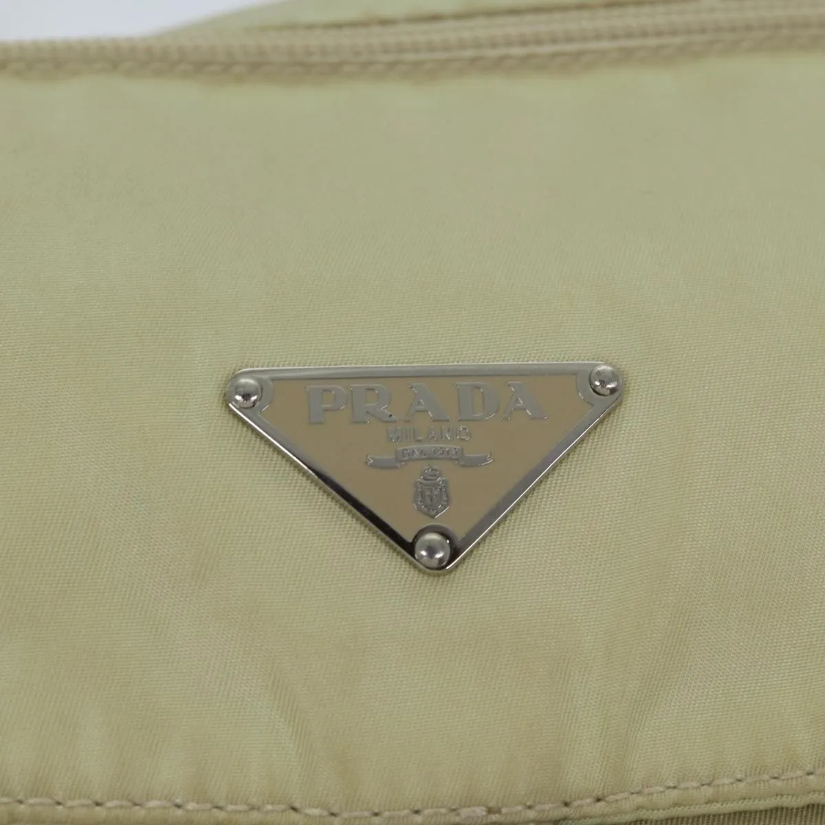 Trendy Inspired Prada Shoulder Bag Nylon Beige Auth 71909