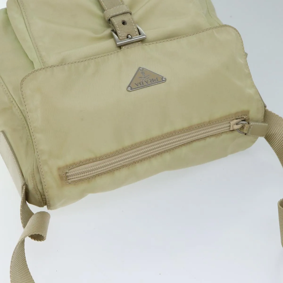 Trendy Inspired Prada Shoulder Bag Nylon Beige Auth 71909