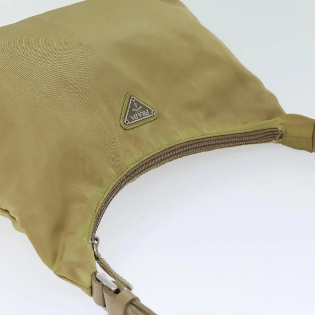 Trendy Inspired Prada Shoulder Bag Nylon Beige Auth 75331