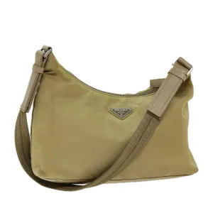 Trendy Inspired Prada Shoulder Bag Nylon Beige Auth 75331