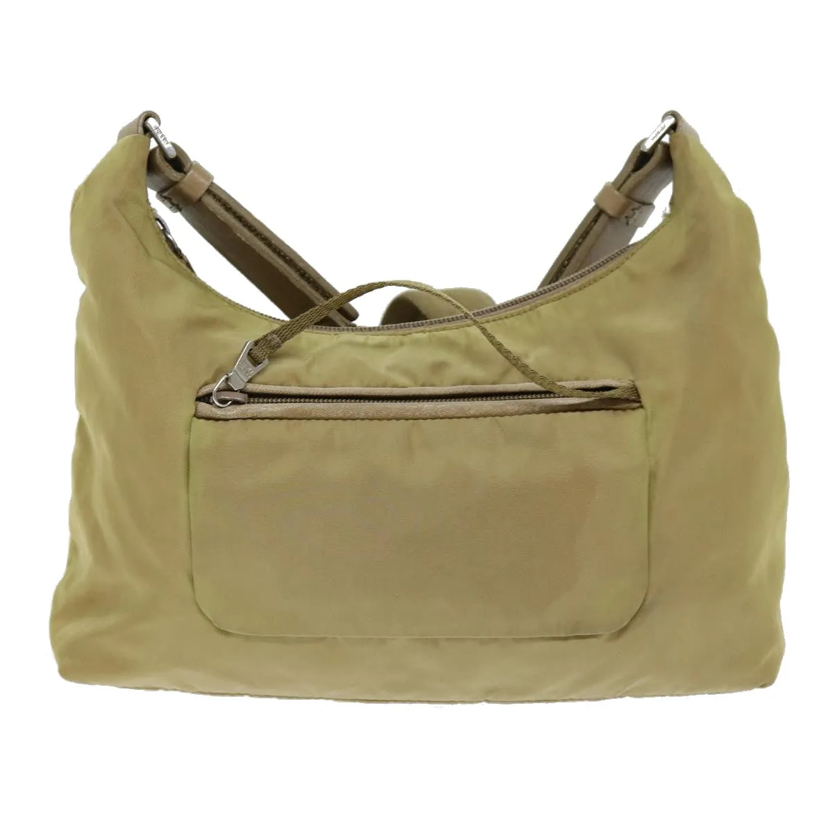 Trendy Inspired Prada Shoulder Bag Nylon Beige Auth 75331