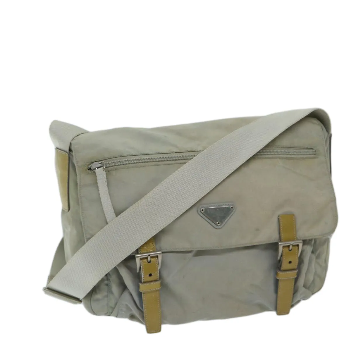 Trendy Inspired Prada Shoulder Bag Nylon Gray Auth 68807