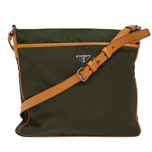 Trendy Inspired Prada Shoulder Bag Nylon Khaki Auth Yk12784