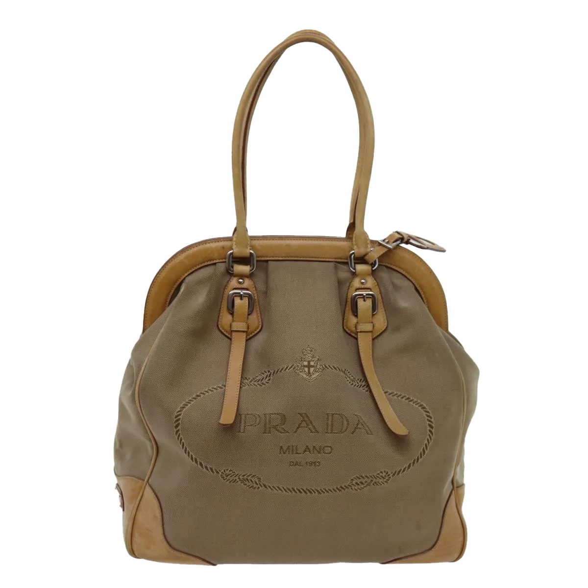 Trendy Inspired Prada Tote Bag Canvas Beige Auth Yk11521