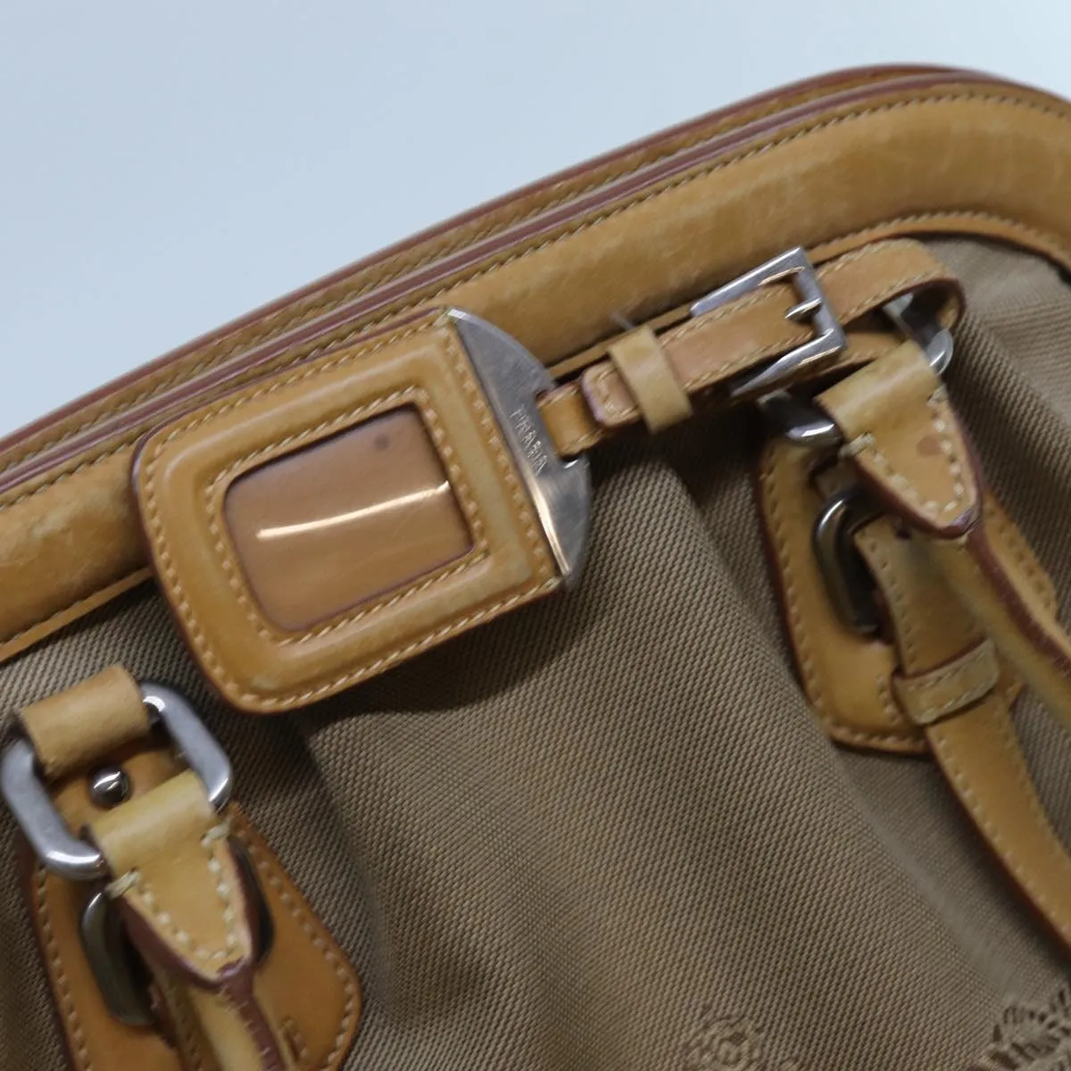 Trendy Inspired Prada Tote Bag Canvas Beige Auth Yk11521