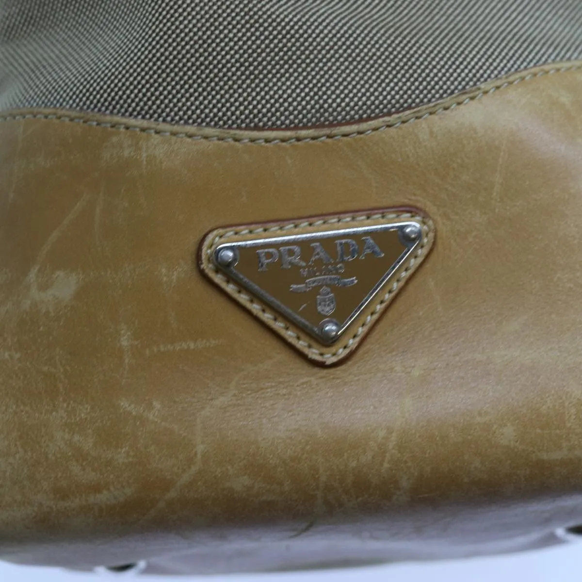 Trendy Inspired Prada Tote Bag Canvas Beige Auth Yk11521