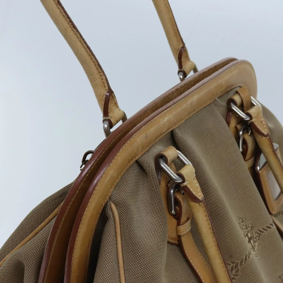 Trendy Inspired Prada Tote Bag Canvas Beige Auth Yk11521