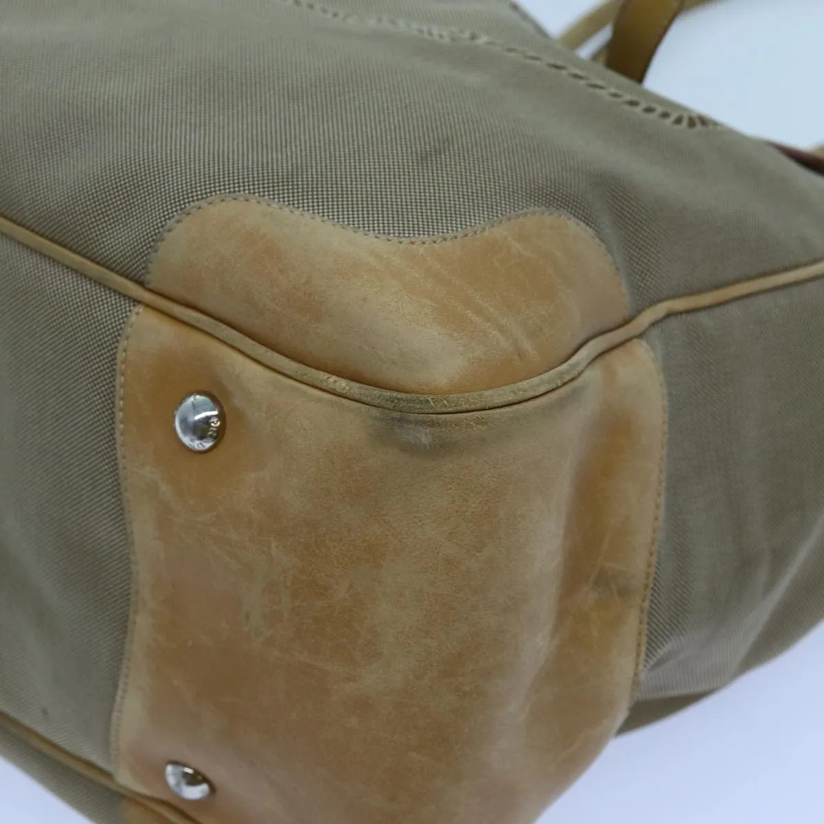 Trendy Inspired Prada Tote Bag Canvas Beige Auth Yk11521