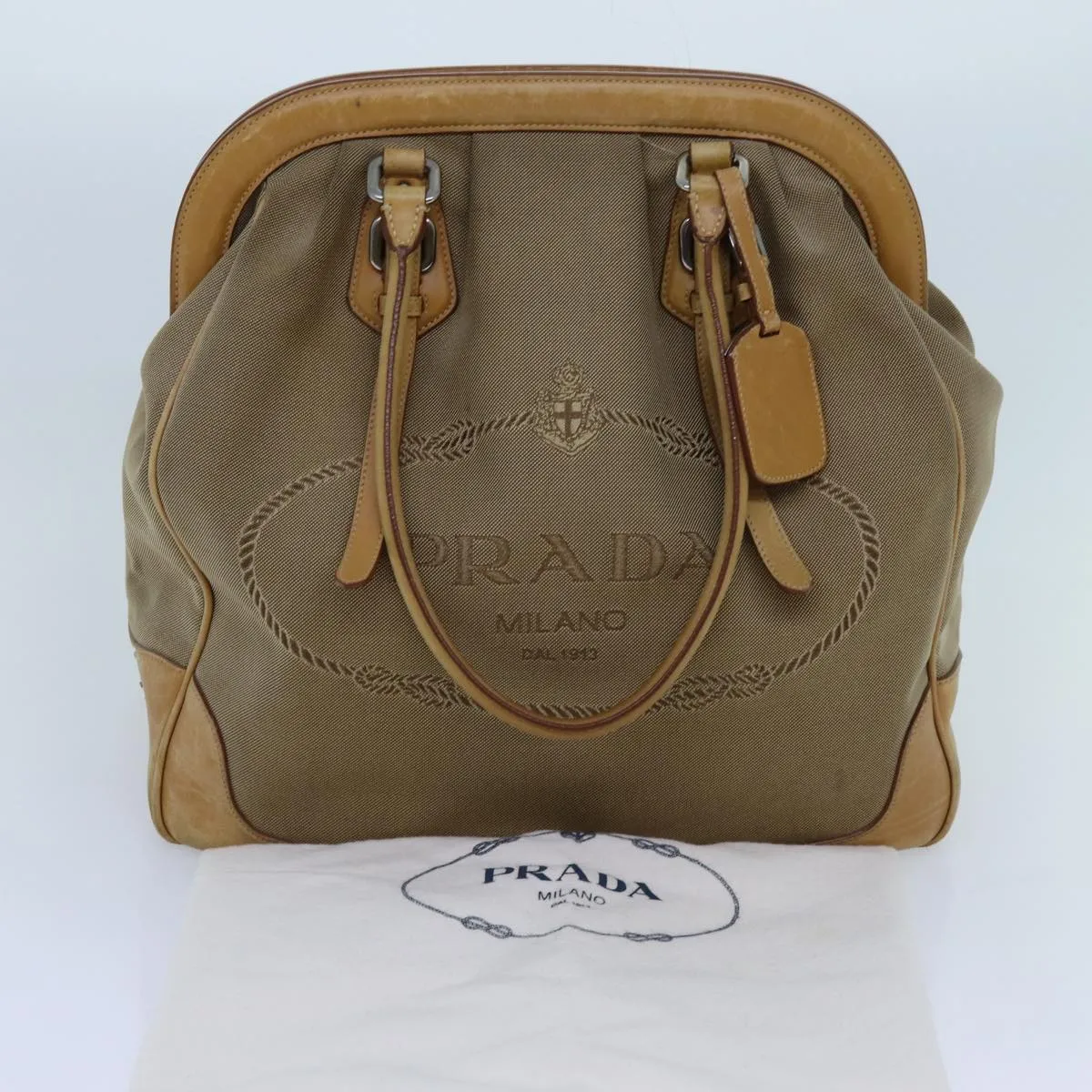 Trendy Inspired Prada Tote Bag Canvas Beige Auth Yk11521