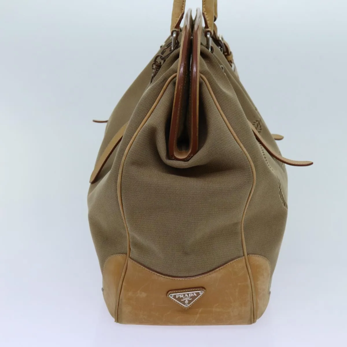 Trendy Inspired Prada Tote Bag Canvas Beige Auth Yk11521