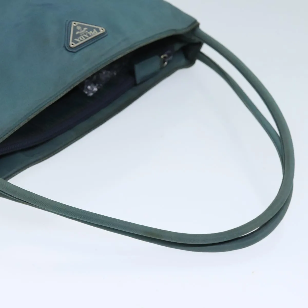 Trendy Inspired Prada Tote Bag Nylon Turquoise Blue Auth 73880