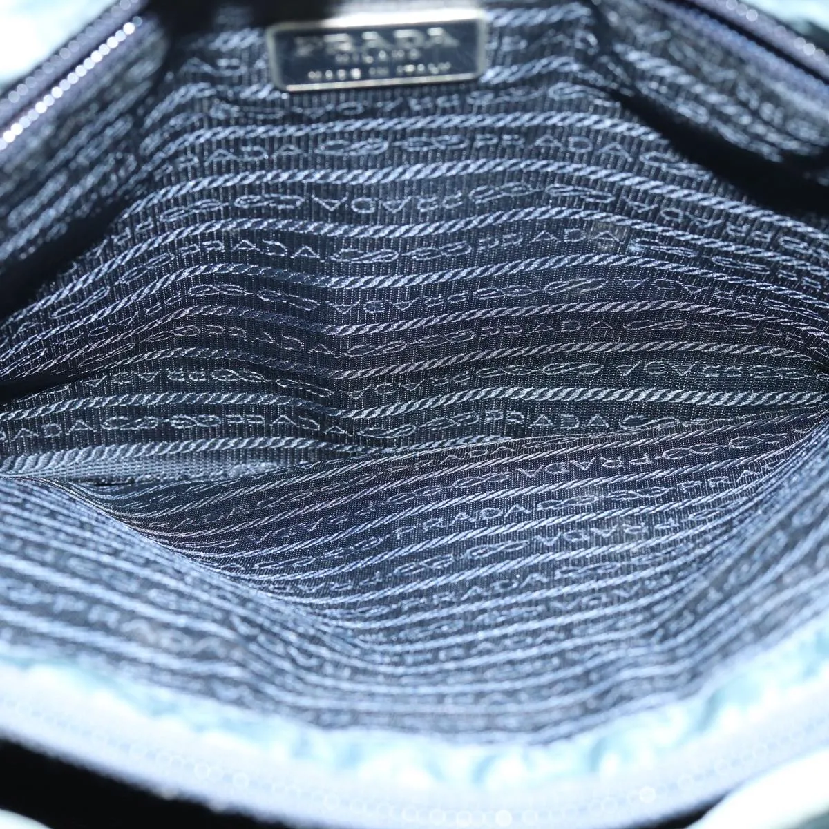 Trendy Inspired Prada Tote Bag Nylon Turquoise Blue Auth 73880
