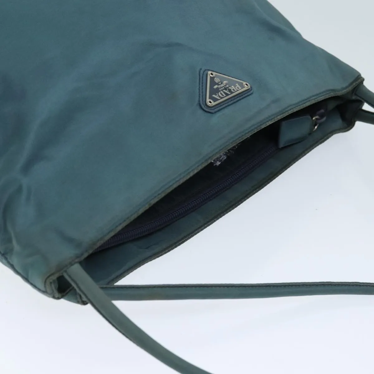 Trendy Inspired Prada Tote Bag Nylon Turquoise Blue Auth 73880