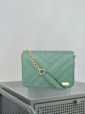 Trendy Quilted Green Sling Bag